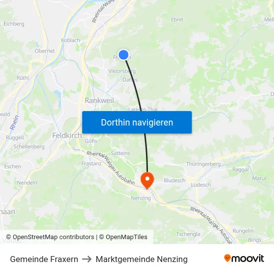 Gemeinde Fraxern to Marktgemeinde Nenzing map
