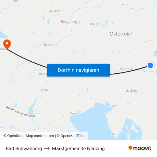 Bad Schwanberg to Marktgemeinde Nenzing map