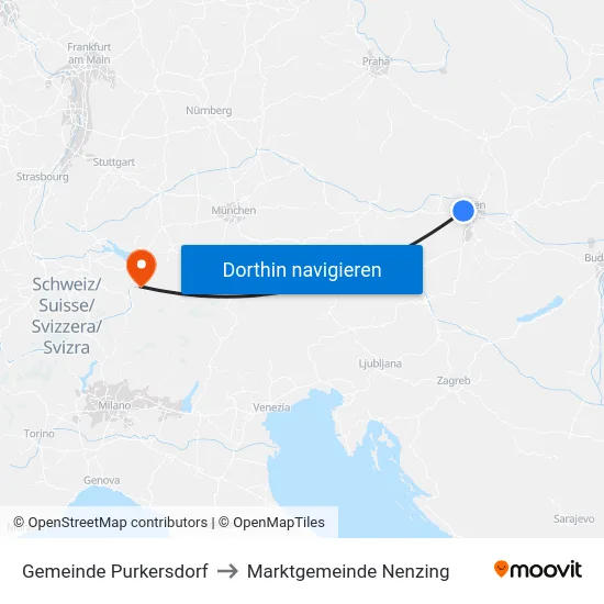 Gemeinde Purkersdorf to Marktgemeinde Nenzing map