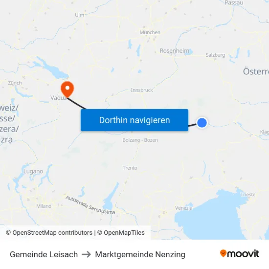 Gemeinde Leisach to Marktgemeinde Nenzing map