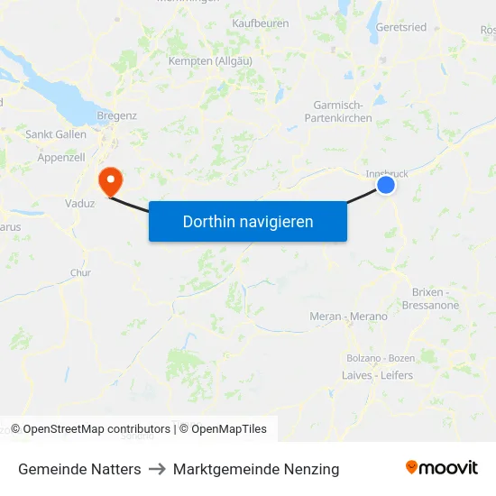 Gemeinde Natters to Marktgemeinde Nenzing map