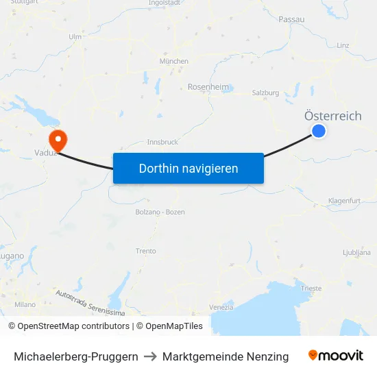 Michaelerberg-Pruggern to Marktgemeinde Nenzing map