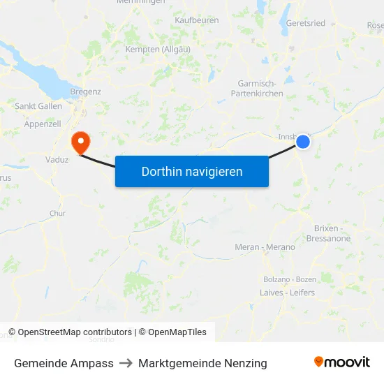 Gemeinde Ampass to Marktgemeinde Nenzing map