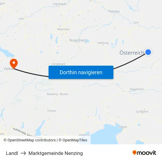 Landl to Marktgemeinde Nenzing map
