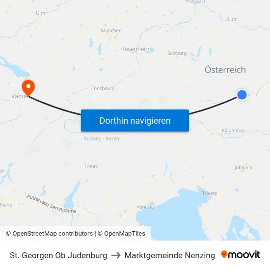 St. Georgen Ob Judenburg to Marktgemeinde Nenzing map