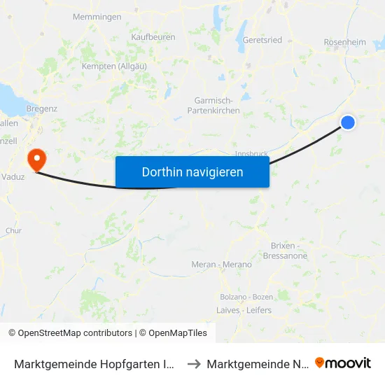 Marktgemeinde Hopfgarten Im Brixental to Marktgemeinde Nenzing map