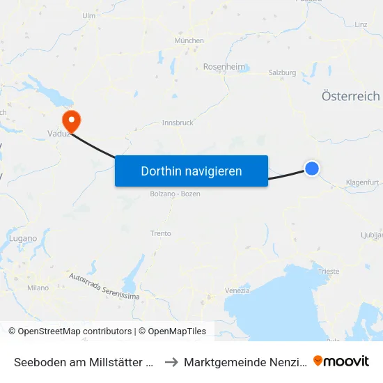 Seeboden am Millstätter See to Marktgemeinde Nenzing map