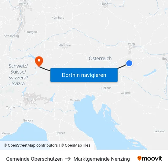 Gemeinde Oberschützen to Marktgemeinde Nenzing map