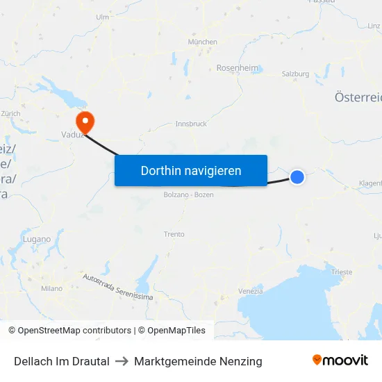 Dellach Im Drautal to Marktgemeinde Nenzing map