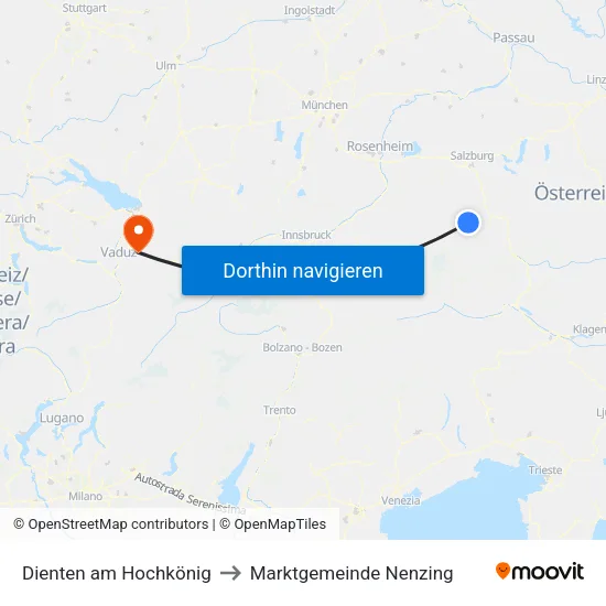 Dienten am Hochkönig to Marktgemeinde Nenzing map
