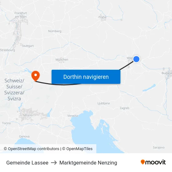 Gemeinde Lassee to Marktgemeinde Nenzing map