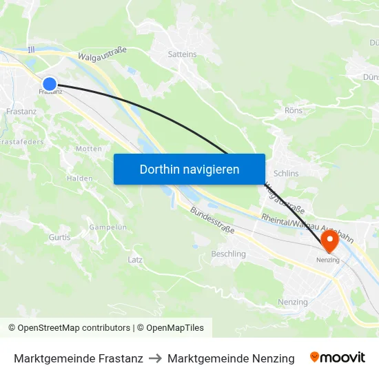 Marktgemeinde Frastanz to Marktgemeinde Nenzing map