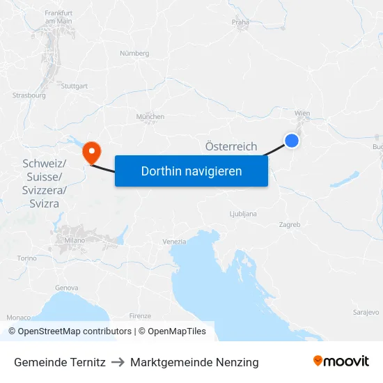 Gemeinde Ternitz to Marktgemeinde Nenzing map