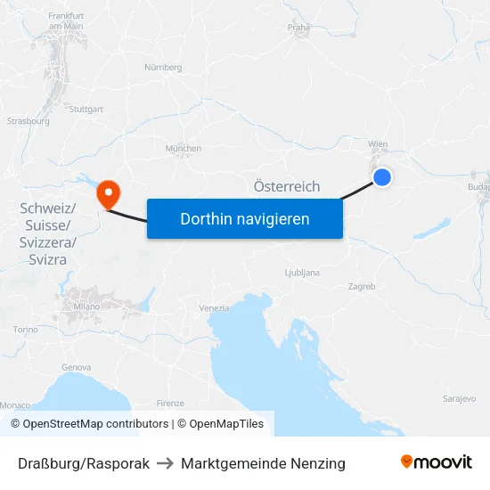 Draßburg/Rasporak to Marktgemeinde Nenzing map