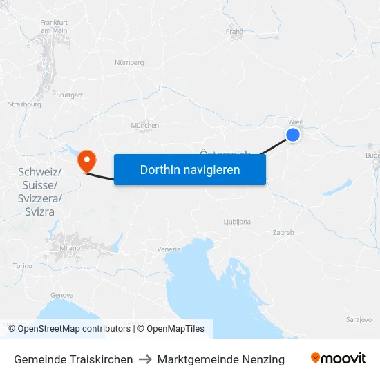 Gemeinde Traiskirchen to Marktgemeinde Nenzing map