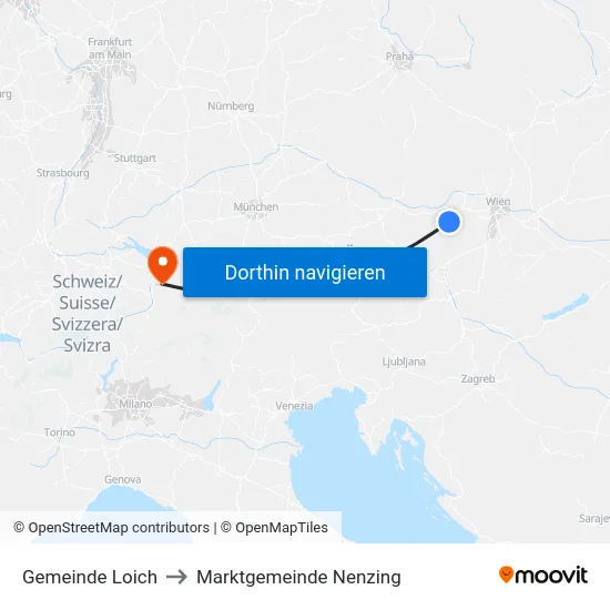 Gemeinde Loich to Marktgemeinde Nenzing map