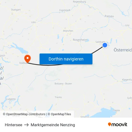 Hintersee to Marktgemeinde Nenzing map