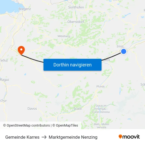Gemeinde Karres to Marktgemeinde Nenzing map