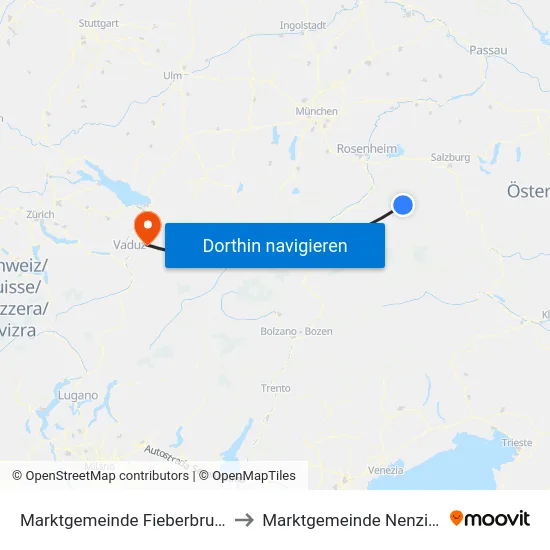 Marktgemeinde Fieberbrunn to Marktgemeinde Nenzing map