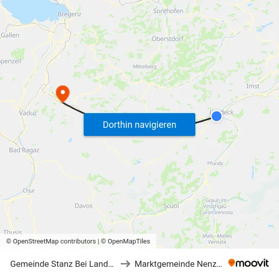 Gemeinde Stanz Bei Landeck to Marktgemeinde Nenzing map