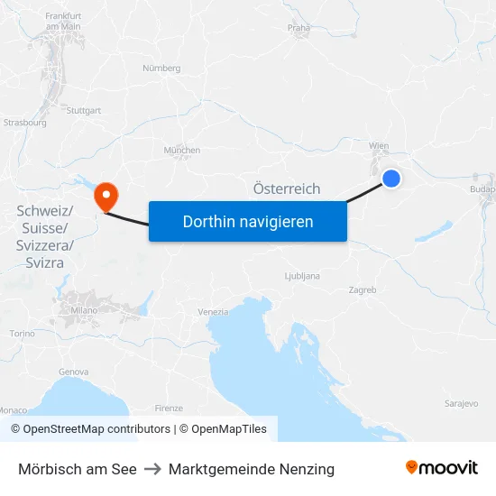 Mörbisch am See to Marktgemeinde Nenzing map