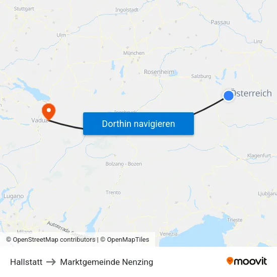 Hallstatt to Marktgemeinde Nenzing map
