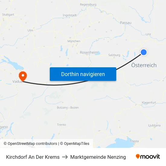 Kirchdorf An Der Krems to Marktgemeinde Nenzing map