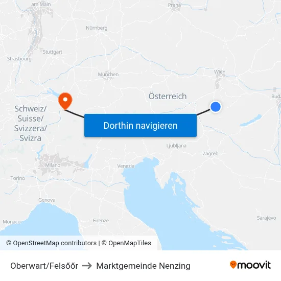 Oberwart/Felsőőr to Marktgemeinde Nenzing map