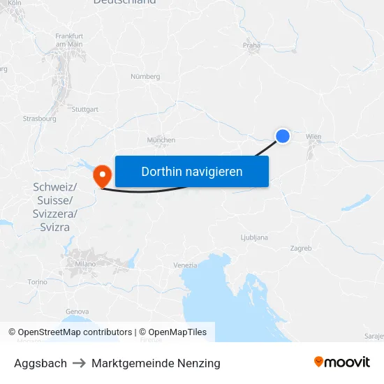 Aggsbach to Marktgemeinde Nenzing map