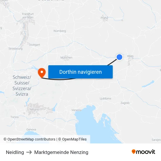 Neidling to Marktgemeinde Nenzing map