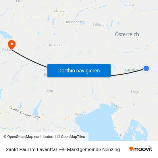 Sankt Paul Im Lavanttal to Marktgemeinde Nenzing map