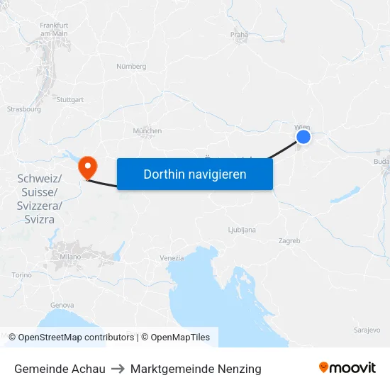 Gemeinde Achau to Marktgemeinde Nenzing map