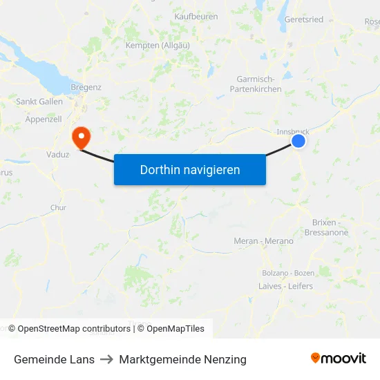 Gemeinde Lans to Marktgemeinde Nenzing map