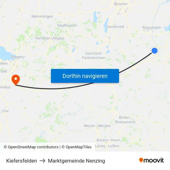 Kiefersfelden to Marktgemeinde Nenzing map