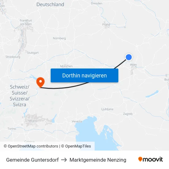 Gemeinde Guntersdorf to Marktgemeinde Nenzing map