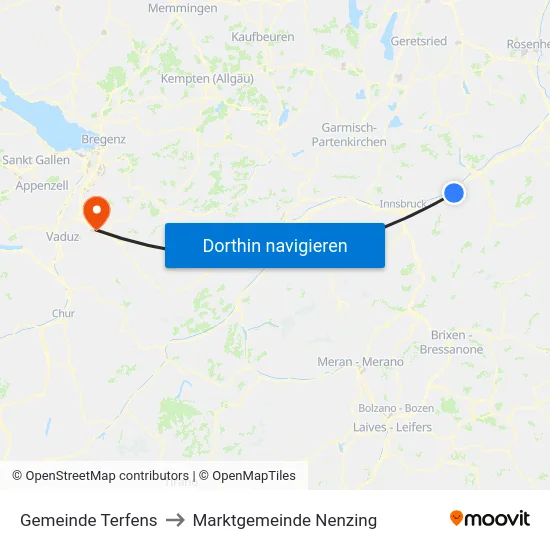 Gemeinde Terfens to Marktgemeinde Nenzing map