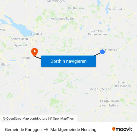 Gemeinde Ranggen to Marktgemeinde Nenzing map