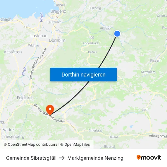 Gemeinde Sibratsgfäll to Marktgemeinde Nenzing map
