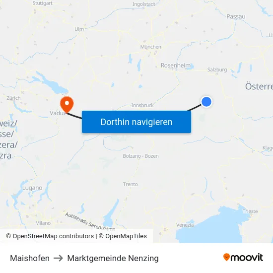 Maishofen to Marktgemeinde Nenzing map