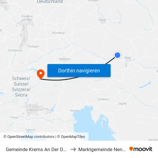 Gemeinde Krems An Der Donau to Marktgemeinde Nenzing map