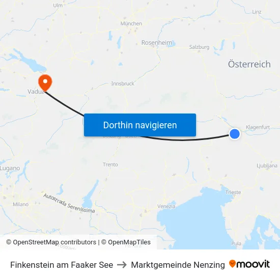 Finkenstein am Faaker See to Marktgemeinde Nenzing map