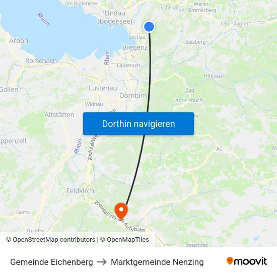 Gemeinde Eichenberg to Marktgemeinde Nenzing map