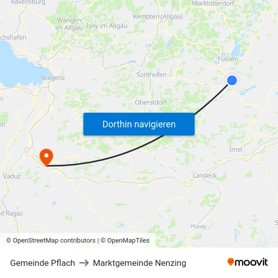 Gemeinde Pflach to Marktgemeinde Nenzing map