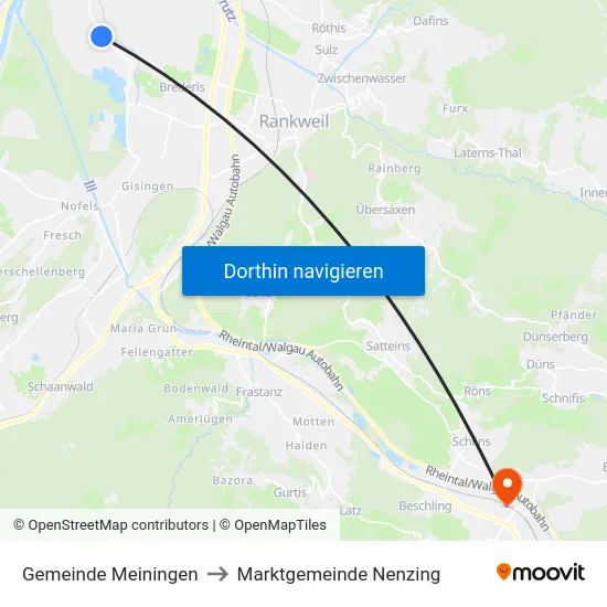 Gemeinde Meiningen to Marktgemeinde Nenzing map