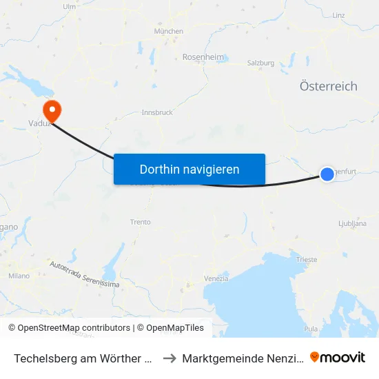 Techelsberg am Wörther See to Marktgemeinde Nenzing map
