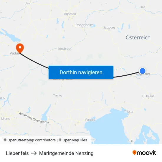 Liebenfels to Marktgemeinde Nenzing map