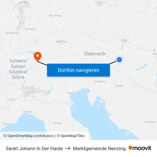 Sankt Johann In Der Haide to Marktgemeinde Nenzing map