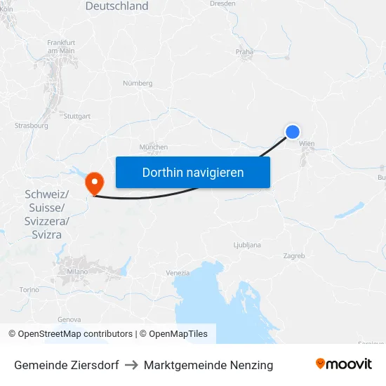 Gemeinde Ziersdorf to Marktgemeinde Nenzing map