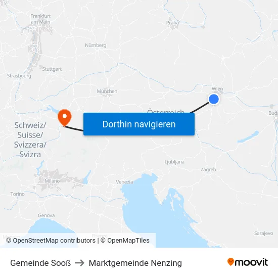 Gemeinde Sooß to Marktgemeinde Nenzing map