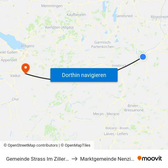 Gemeinde Strass Im Zillertal to Marktgemeinde Nenzing map
